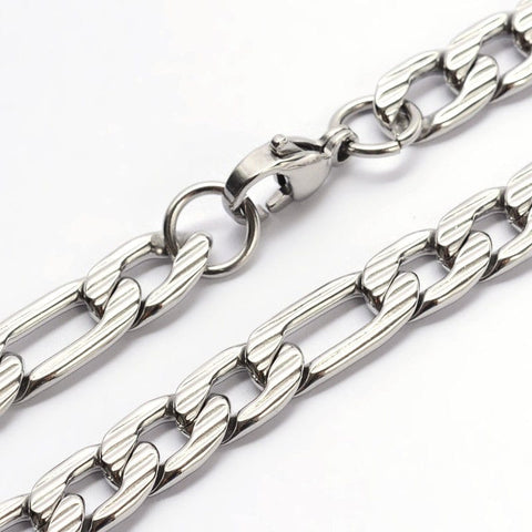 BeadsBalzar Beads & Crafts (SC7118A) 304 Stainless Steel Figaro Chains Necklaces, 59.9cm
