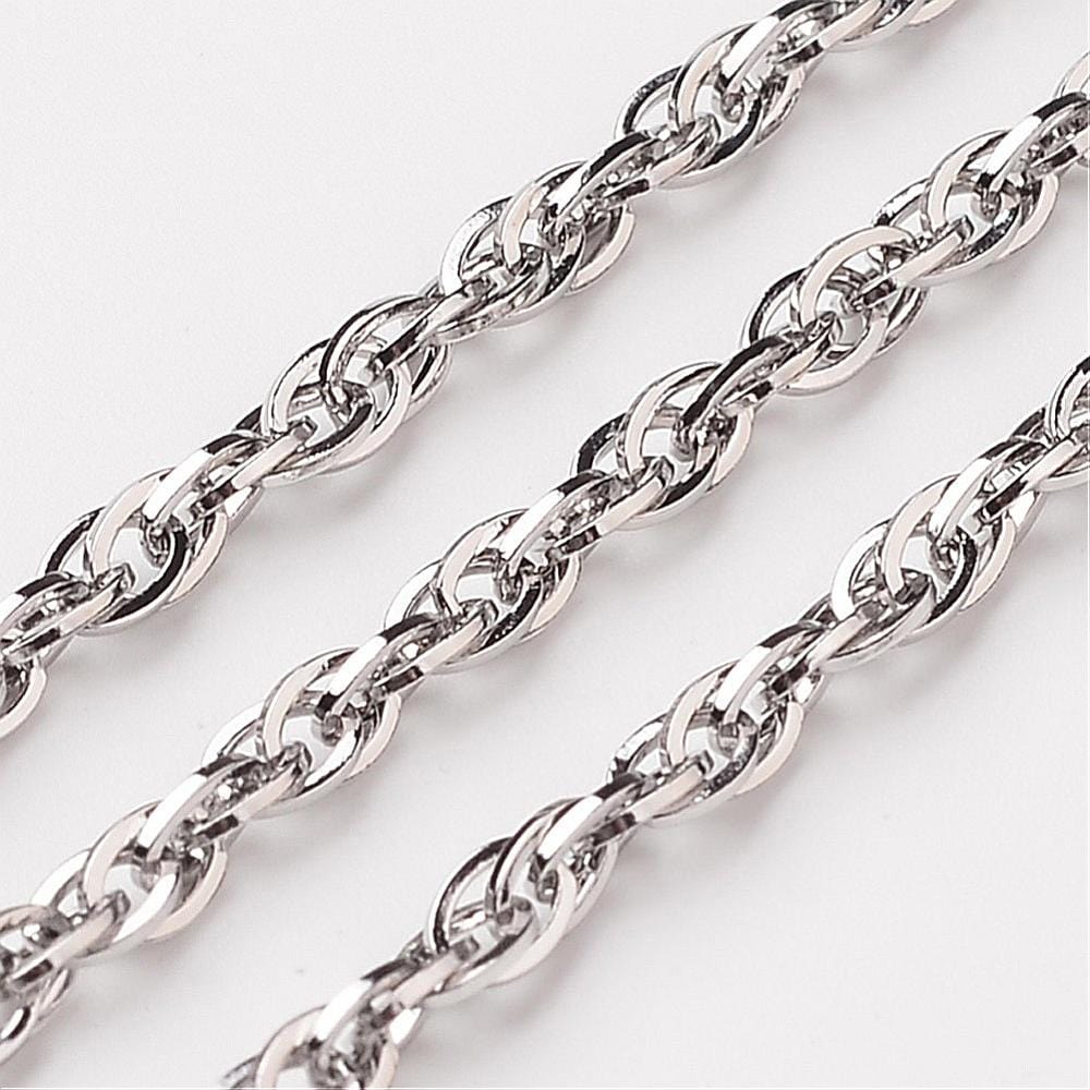 BeadsBalzar Beads & Crafts (SC8503-X) 304 Stainless Steel Rope Chains, Soldered, about 3mm (2MTRS OR 10 MTRS)