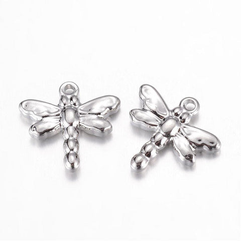 BeadsBalzar Beads & Crafts (SD5530) 304 Stainless Steel Charms, Dragonfly, Stainless Steel 16MM (5 PCS)