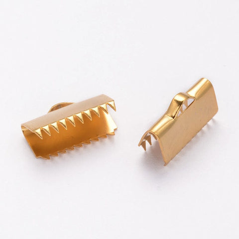 BeadsBalzar Beads & Crafts (SE4629) 304 Stainless Steel Ribbon Ends, Golden 15MM
