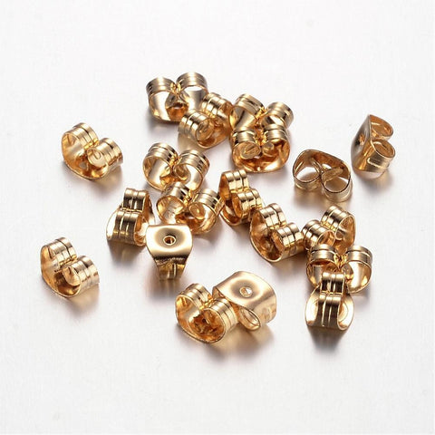 6mm x 4mm 10pcs Gold Plated 304 Stainless Steel Earring Backs Earnuts Wing  Nuts