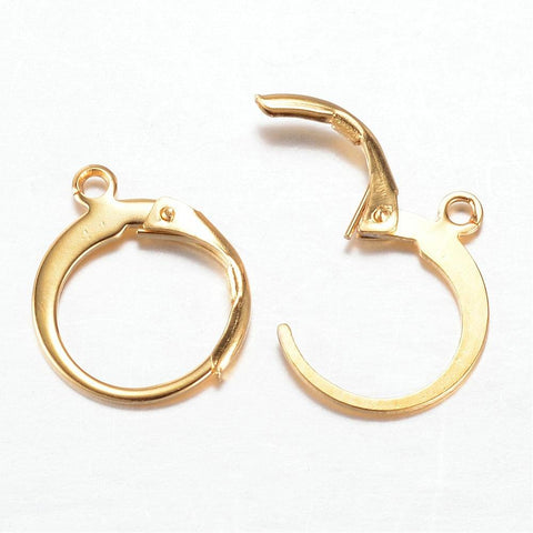 BeadsBalzar Beads & Crafts (SE5274) 304 Stainless Steel Leverback Earring, Golden 14MM  (2 pairs)