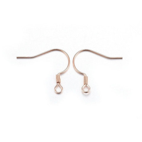 BeadsBalzar Beads & Crafts (SE5358) 304 Stainless Steel Earring Hooks, Rose Gold 21MM (10 PCS)