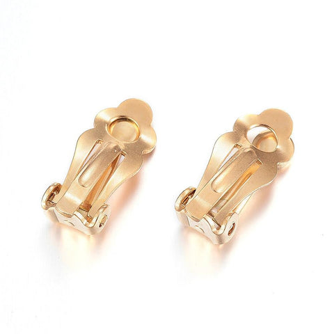 BeadsBalzar Beads & Crafts (SE5397) 304 Stainless Steel Clip-on Earring Components, Golden 17MM