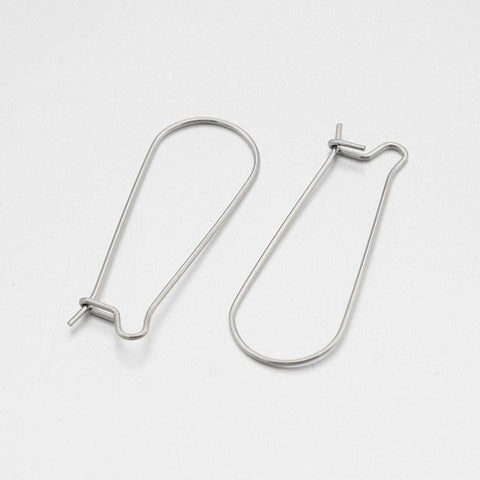 BeadsBalzar Beads & Crafts (SE5647) 304 Stainless Steel Hoop Earrings Findings Kidney Ear Wires, 12mm wide, 33mm long,