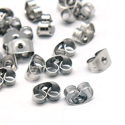 BeadsBalzar Beads & Crafts (SE5715) 304 Stainless Steel Ear Nuts, 304 Stainless Steel hole1mm