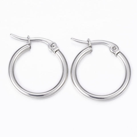 BeadsBalzar Beads & Crafts (SE5753) 304 Stainless Steel Hoop Earrings,  20mm long (2 PAIRS)