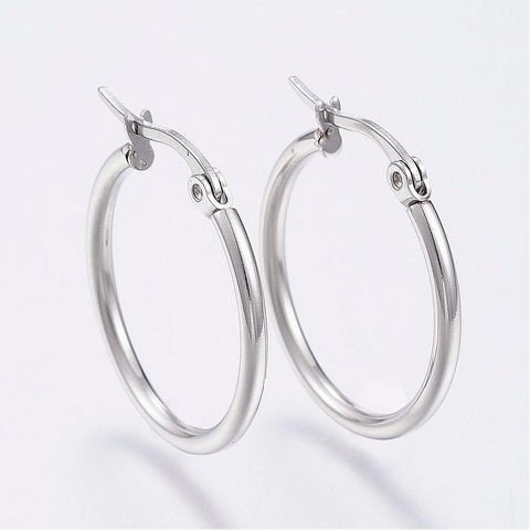 BeadsBalzar Beads & Crafts (SE5754) 304 Stainless Steel Hoop Earrings, Stainless Steel Color Size: about 34~36mm