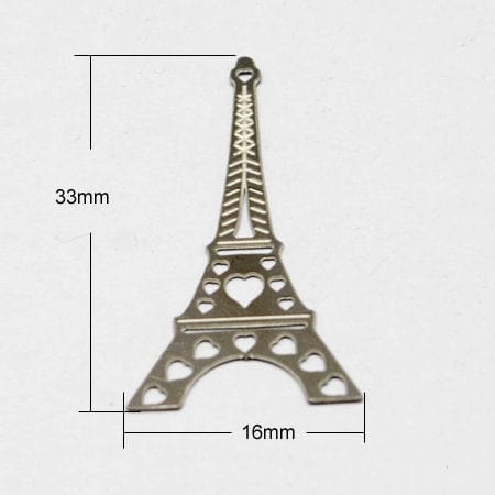 BeadsBalzar Beads & Crafts (SE5757) Eiffel Tower 202 Stainless Steel Pendants,  33mm (4 PCS)