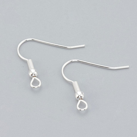 BeadsBalzar Beads & Crafts (SE6170) 304 Stainless Steel Earring Hooks, Ear Wire, 925 Sterling Silver Plated 20mm (10 PCS)