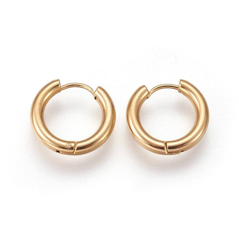 BeadsBalzar Beads & Crafts (SE6465A) 304 Stainless Steel Hoop Earrings, Ring, Golden  21.5mm (1 PAIR)