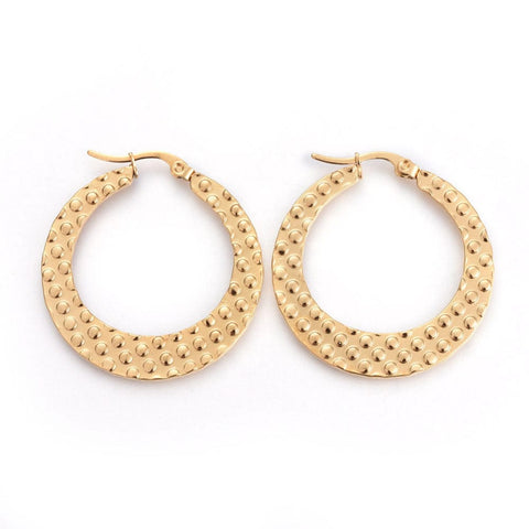 BeadsBalzar Beads & Crafts (SE6476A) 304 Stainless Steel Hoop Earrings, Ring, Golden 34.5mm wide, 36mm long