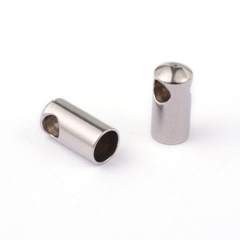 BeadsBalzar Beads & Crafts (SE6617A) 304 Stainless Steel Cord Ends, End Caps, Size: about 9.2mm long, 4.5mm in diameter, 3.9mm inner  (4 PCS)