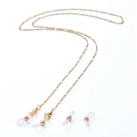 BeadsBalzar Beads & Crafts (SE7360-01) WHITE (SE7360-X) 304 Stainless Steel Eyeglasses Chains, Golden (70cm)