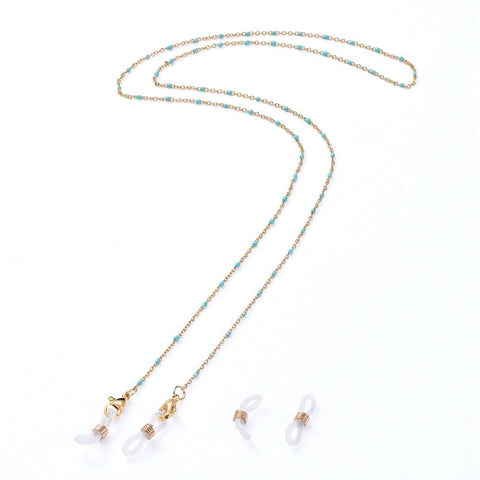 BeadsBalzar Beads & Crafts (SE7360-04) TURQUOISE (SE7360-X) 304 Stainless Steel Eyeglasses Chains, Golden (70cm)