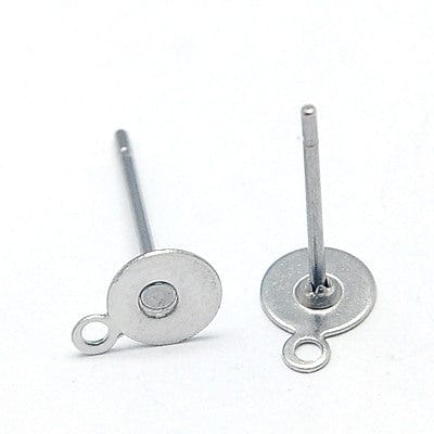 BeadsBalzar Beads & Crafts (SE8317-3) 304 Stainless Steel Stud Earring Findings, with Loop, 12mm (10 PAIRS)