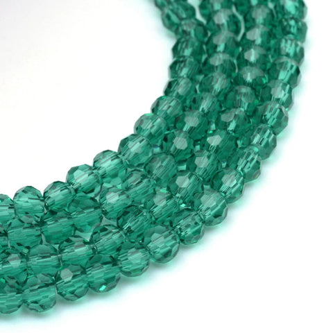 BeadsBalzar Beads & Crafts SEA GREEN (BE8235-01G) (BE8235-X) Transparent Glass Bead Strands, Faceted Round, 6mm (1 STR)