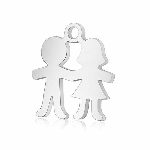 BeadsBalzar Beads & Crafts (SF5524) 304 Stainless Steel Charms, Lovers Silhouette 14MM (2 pcs)