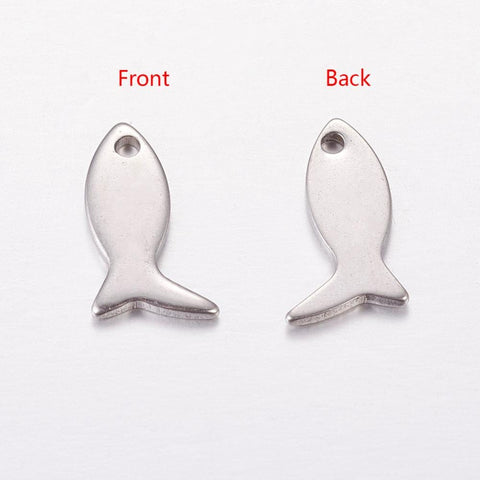 BeadsBalzar Beads & Crafts (SF5561) 304 Stainless Steel Pendants, Fish Size: about 12mm (10 PCS)