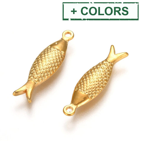 BeadsBalzar Beads & Crafts (SF7551-X) 304 Stainless Steel Pendant, Fish, 6x21mm (2 PCS)