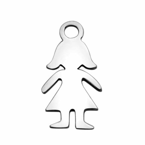 BeadsBalzar Beads & Crafts (SG5563) 304 Stainless Steel Charms, Girl Silhouette Charms, Stainless Steel 14MM