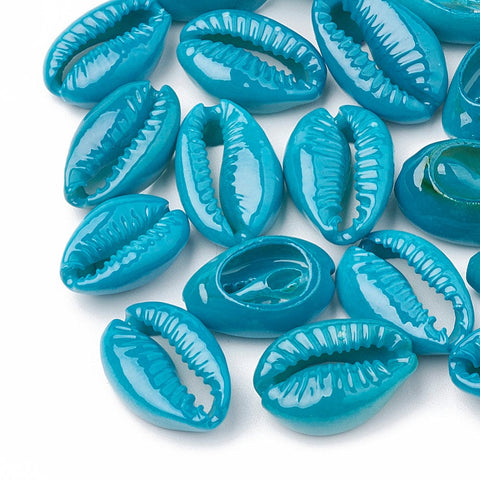 BeadsBalzar Beads & Crafts (SH5511A) Spiral Shell Beads, Dyed, Cowrie Shell, DarkTurquoise 15-18MM