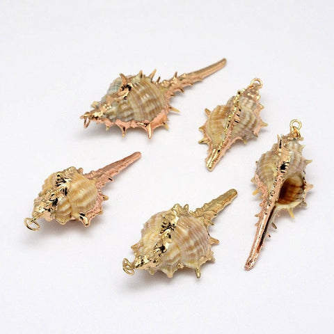BeadsBalzar Beads & Crafts (SH5517) Golden Electroplated Conch Shell PendantS