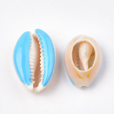 BeadsBalzar Beads & Crafts (SH5611A) Cowrie Shell Beads, with Enamel, No Hole-Undrilled, LightSkyBlue 20~26mm