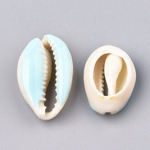 BeadsBalzar Beads & Crafts (SH5611D) Cowrie Shell Beads, with Enamel,PaleTurquoise 20~26mm long
