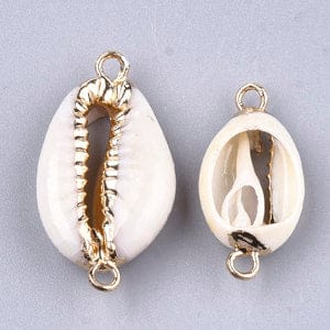 BeadsBalzar Beads & Crafts (SH5631) Electroplate Cowrie Shell Links, with Iron Findings, Golden, about 21~27mm long,