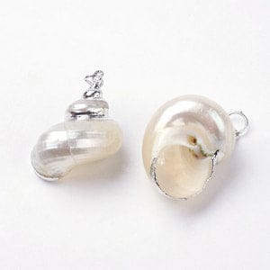 BeadsBalzar Beads & Crafts (SH5689) Electroplate Spiral Shell Pendants, with Iron Findings, Platinum, Conch 24~31mm
