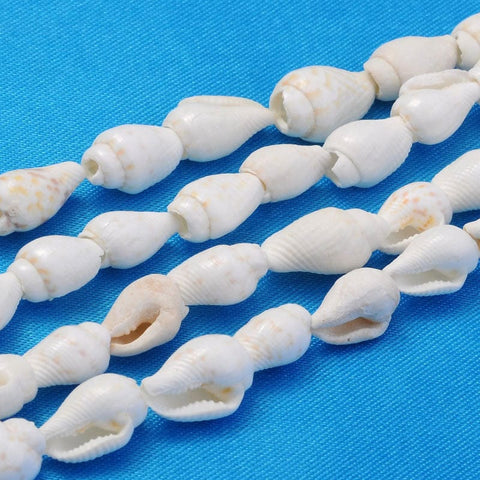 BeadsBalzar Beads & Crafts (SH5745) Trumpet Shell Beads Strands, White 4~7mm wide, 6~11mm long