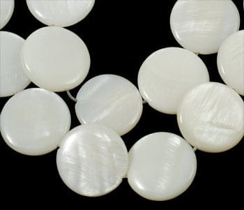 BeadsBalzar Beads & Crafts (SH5751) Freshwater Shell Beads, Flat Round, White Size: about 20mm