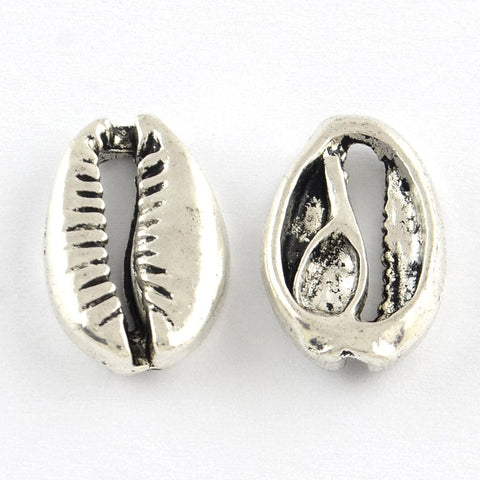 BeadsBalzar Beads & Crafts (SH5816) Tibetan Style Shell Alloy Cabochons, Antique Silver Size: about 18.5mm long