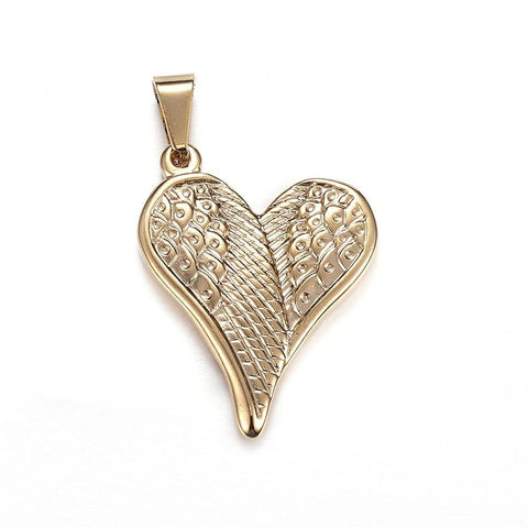 BeadsBalzar Beads & Crafts (SH5870) 316 Stainless Steel Pendants, Heart, Golden 35mm long
