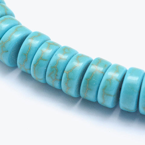 BeadsBalzar Beads & Crafts (SH5891A) Synthetic Turquoise Beads Strands, Heishi Beads, Flat Round-Disc, Dyed, Size: about 8mm