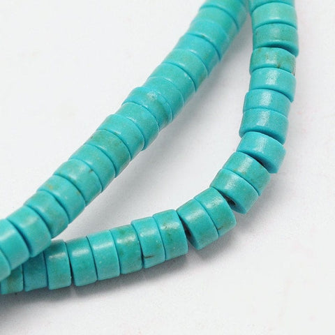 BeadsBalzar Beads & Crafts (SH5892A) Dyed Synthetic Turquoise Beads Strands, Heishi Beads, Flat Round-Disc, Turquoise Size: about 8mm