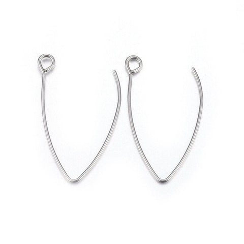 BeadsBalzar Beads & Crafts (SH6021) 304 Stainless Steel Earring Hooks, Size: about 30mm long, (10 PCS)