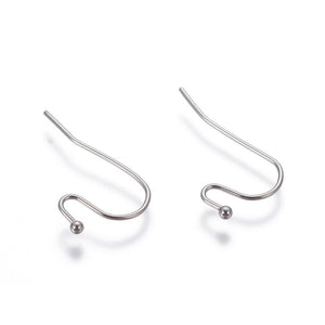 BeadsBalzar Beads & Crafts (SH6023-100PC) 304 Stainless Steel Earring Hooks, about 21mm (+- 100PCS)