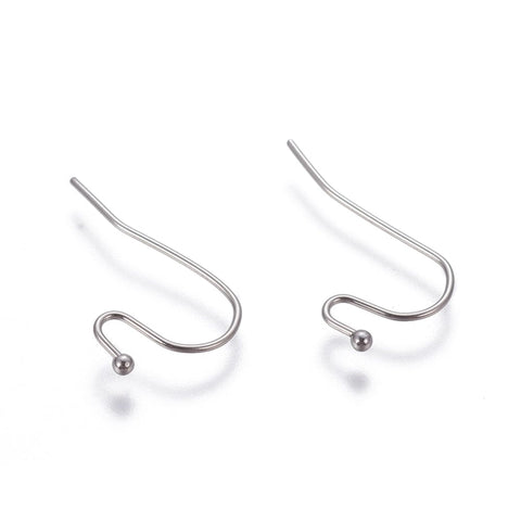 BeadsBalzar Beads & Crafts (SH6023) 304 Stainless Steel Earring Hooks, Size: about 12mm (20PCS)