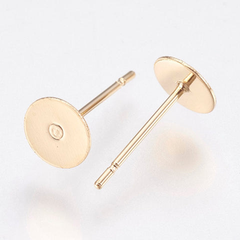 BeadsBalzar Beads & Crafts (SH6024) 304 Stainless Steel Stud Earring Findings, Golden 12mm (10 PCS)