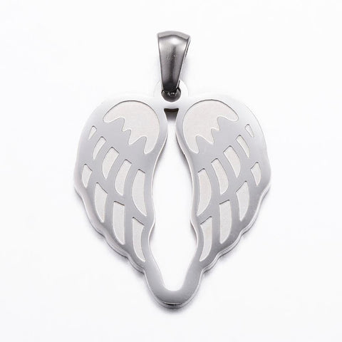 BeadsBalzar Beads & Crafts (SH6150A) 304 Stainless Steel Pendants, Wing, 22mm wide (1 pc)