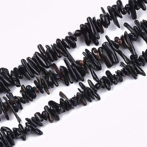 BeadsBalzar Beads & Crafts (SH6625A) Sea Bamboo Coral(Imitation Coral) Beads Strands, Dyed, Chip, Black 4~16mm long, 1.5~7mm wide