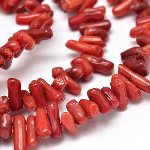 BeadsBalzar Beads & Crafts (SH6626A) Natural Coral Chip Beads Strands, Dyed, FireBrick Size: about 3~12mm wide