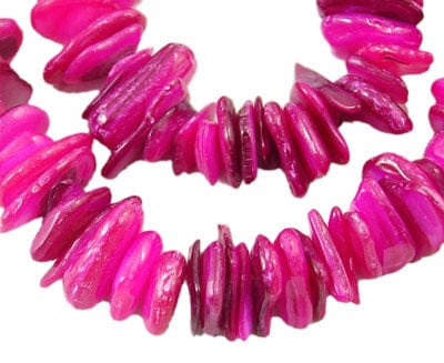BeadsBalzar Beads & Crafts (SH7192-3) Natural Shell Beads Strands, Chips, Dyed, HotPink  6~15mm