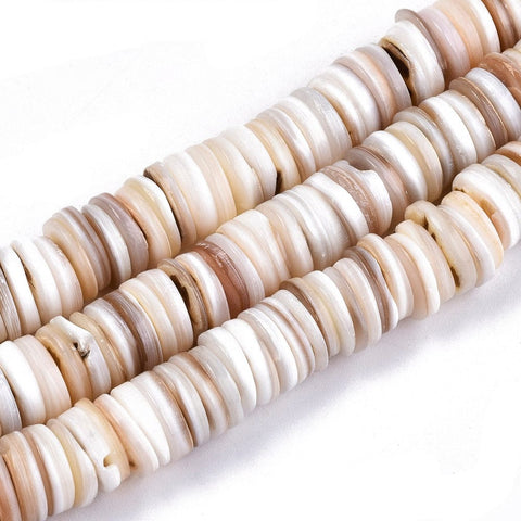 BeadsBalzar Beads & Crafts (SH8246-02) Natural Freshwater Shell Beads Heishi Beads, Shell Shards, Wheat 9~10mm in diameter (1 STR)