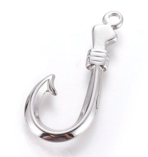 BeadsBalzar Beads & Crafts (SH8731-P) 304 Stainless Steel S-Hook Clasps, Fish Hook Charms, 37x15.5mm (1 PC)