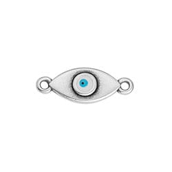 BeadsBalzar Beads & Crafts SILV.ANT./WHITE/BLUE (GQE8513-SB-10PC) (GQE8513-X-10PC) Alloy Motif eye with 2 rings 20x7mm (10 PCS)