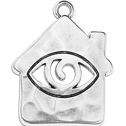 BeadsBalzar Beads & Crafts SILV.ANTIQUE (GQH7922B) (GQH7453A) House hammered with eye 35mm pendant (1 PC)