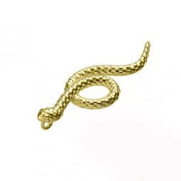 BeadsBalzar Beads & Crafts SILVER 925 - 3 MICRON GOLD PLATED (925-S115-3GP) (925-S115-X) SILVER 925 8X25MM TEXTURED SNAKE CHARM WITH RING (1 PC)